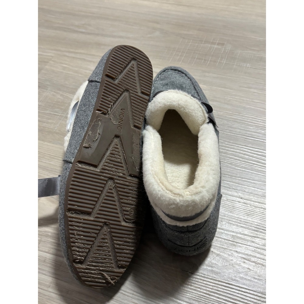 Vionic Shirley Charcoal Gray Faux Fur Lined Moccasin Slippers Bow 10010656 size8 - Picture 5 of 5